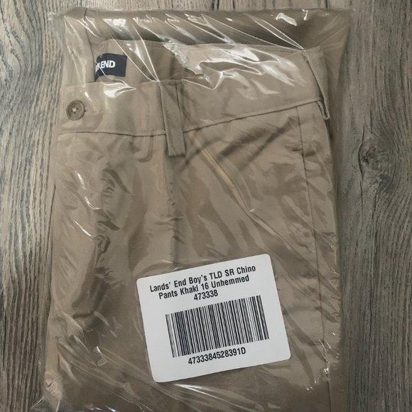 NWT LANDS' END BOY'S TAILORED STAIN RESISTANT CHINO PANTS KHAKI 16 UNHEMMED - Picture 5 of 7